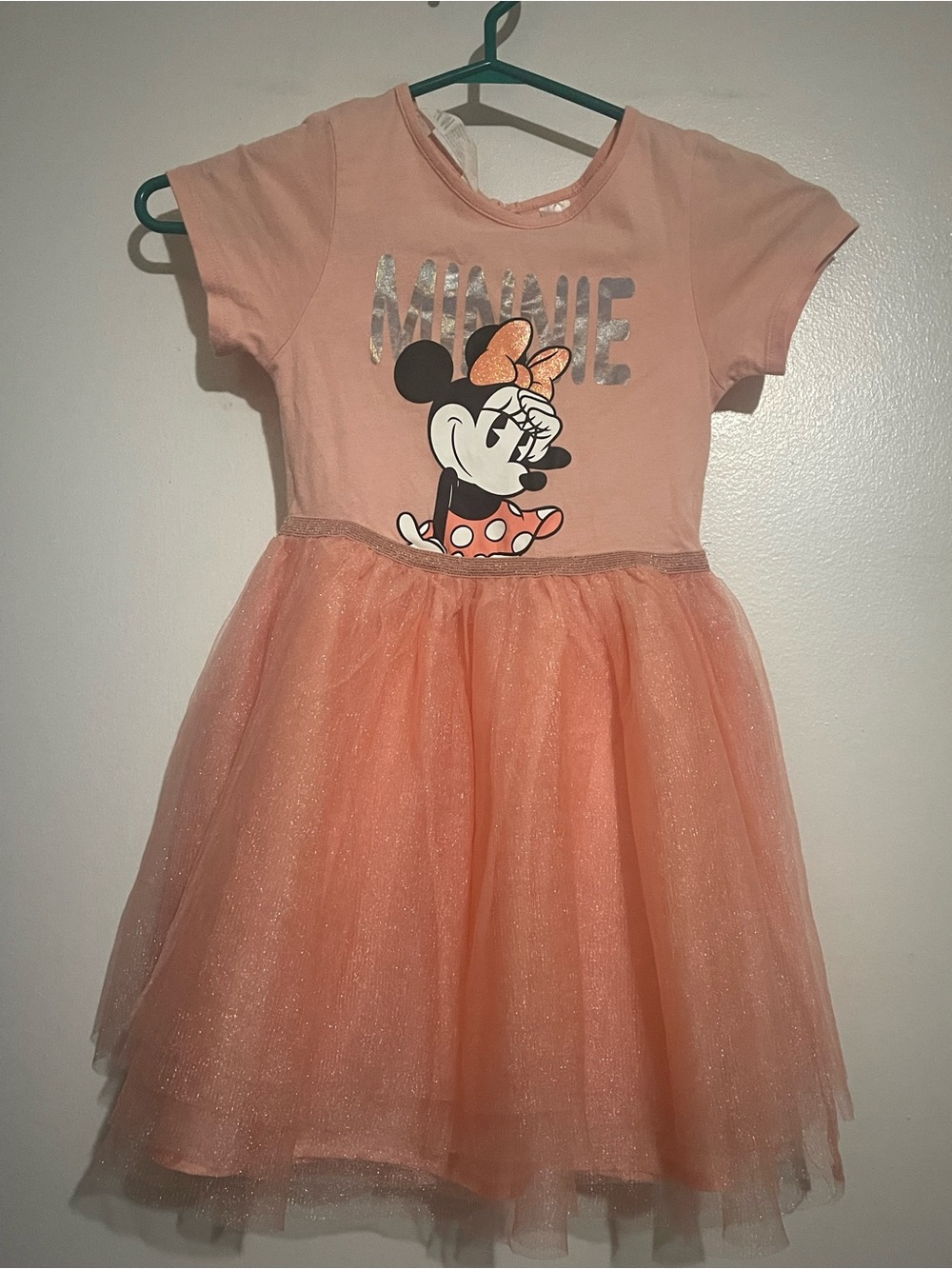 💕💰H&M Peach Minnie Mouse Glitter Tulle Dress